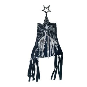 Lady Gaga Star Dress Costume Rubie's Black Silver Sequin Fringe  One Size
